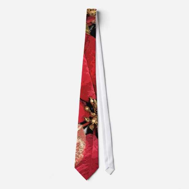 Holiday Poinsetta Christmas Tie (Front)