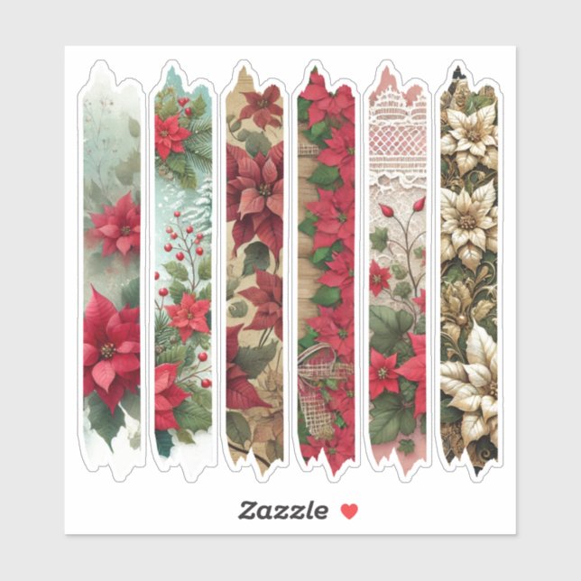 Holiday Poinsettia Borders Washi Tape Planner (Sheet)