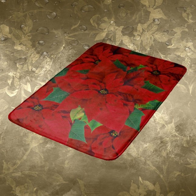 Holiday Poinsettia Flowers Bath Mat (Creator Uploaded)