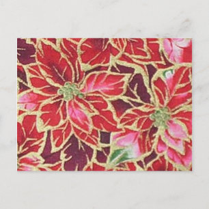 Holiday Poinsettia Red Gold Pink Burgundy Postcard