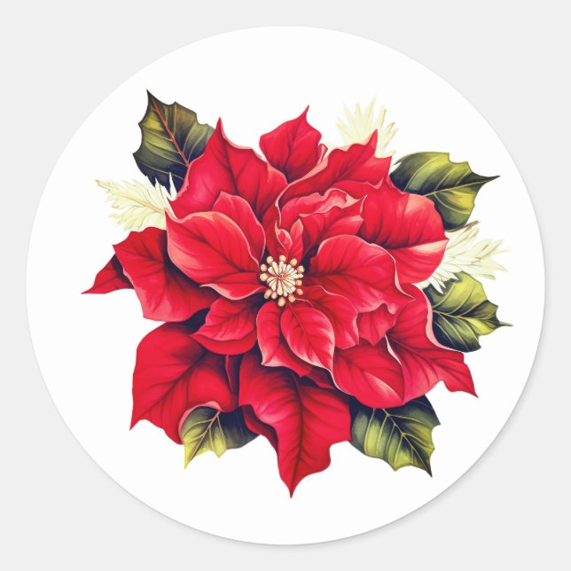 Holiday Poinsettia Stickers (Front)
