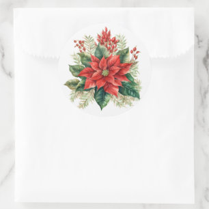 Holiday Poinsettia Stickers