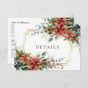 Holiday Poinsettia Wedding Details Enclosure Card