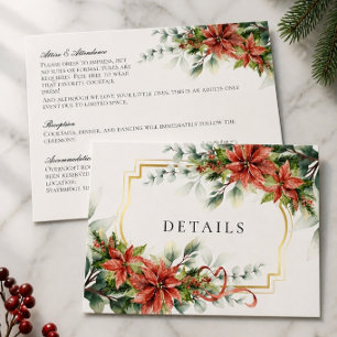 Holiday Poinsettia Wedding Details Enclosure Card
