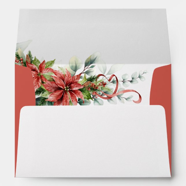 Holiday Poinsettia Wedding Envelope  (Back (Bottom))