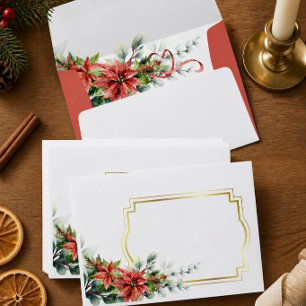 Holiday Poinsettia Wedding Envelope