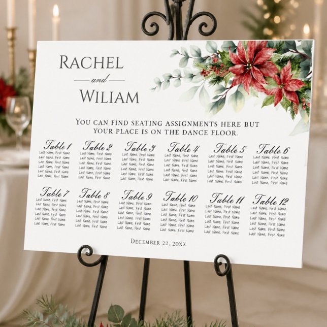Holiday Poinsettia Wedding Seating Chart (Creator Uploaded)