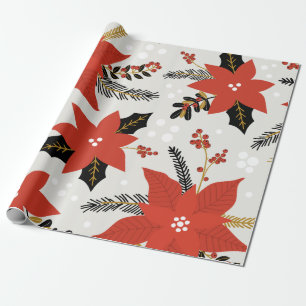 Holiday Poinsettias Wrapping Paper