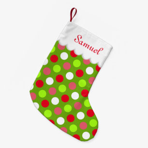Holiday Polka Dots Personalised Small Christmas Stocking