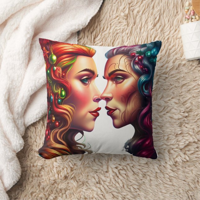 Holiday Portrait of Two Women Cushion (Blanket)
