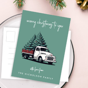 Holiday Postcard Christmas Tree Delivery Truck
