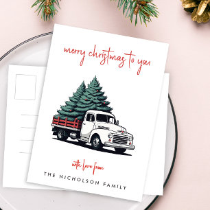 Holiday Postcard Christmas Tree Delivery Truck