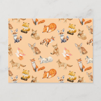 Holiday Postcard - Pattern of Foxes