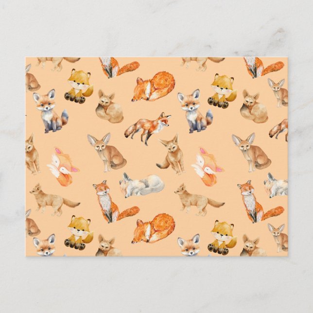 Holiday Postcard - Pattern of Foxes (Front)