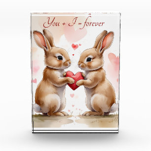 Holiday Postcard Romantic Bunny Card Photo Block