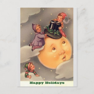 Holiday Postcards: Vintage Whimsical Moon & Kids