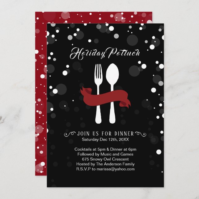 Holiday Potluck Dinner Invitation (Front/Back)