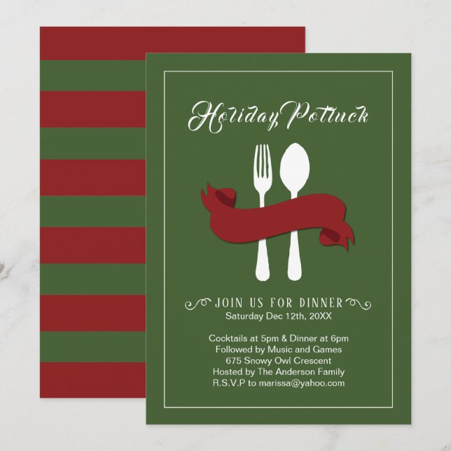Holiday Potluck Dinner Invitation (Front/Back)