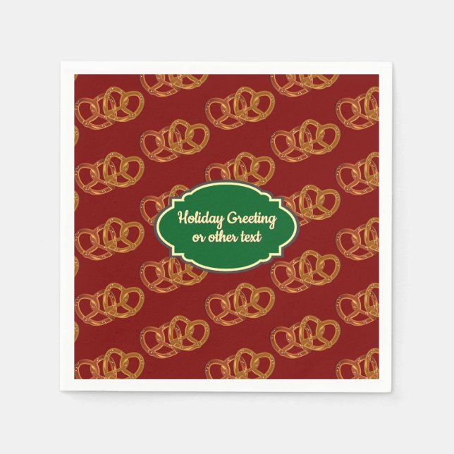 Holiday Pretzel - Christmas Colours Knotted Bread Napkin (Front)