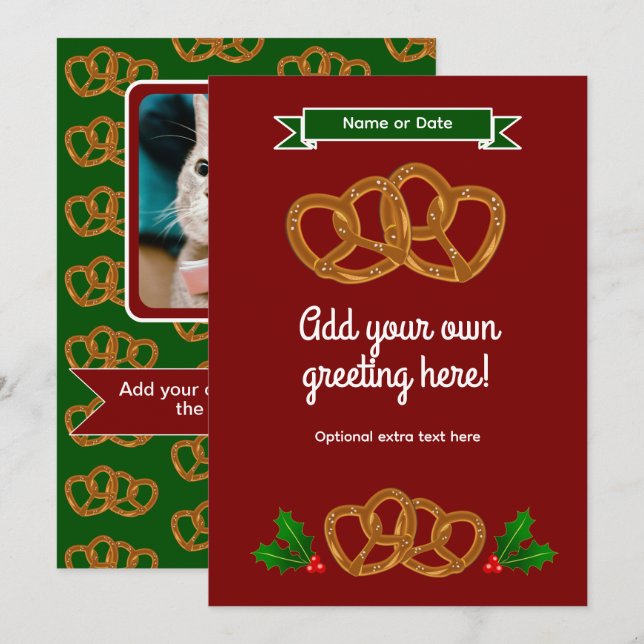 Holiday Pretzels in Red & Green - own text / photo Card (Front/Back)
