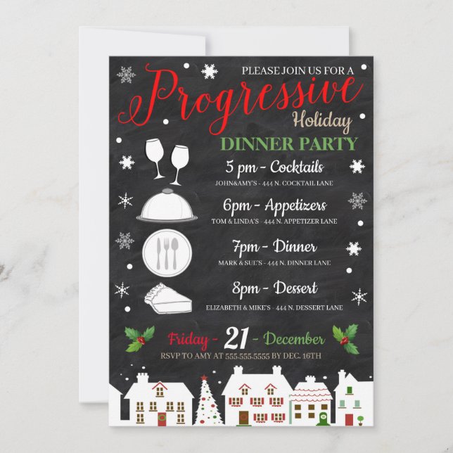 Holiday Progressive Dinner Party Invitation (Front)