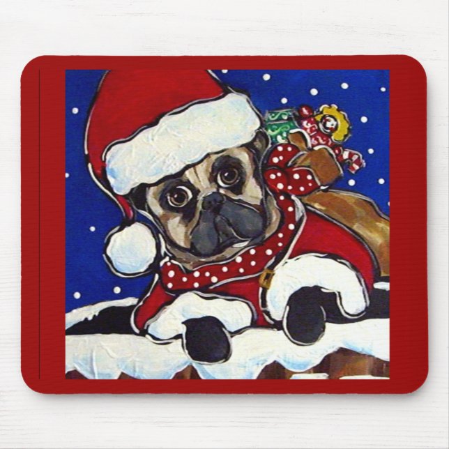 Holiday Pug Mouse Pad (Front)