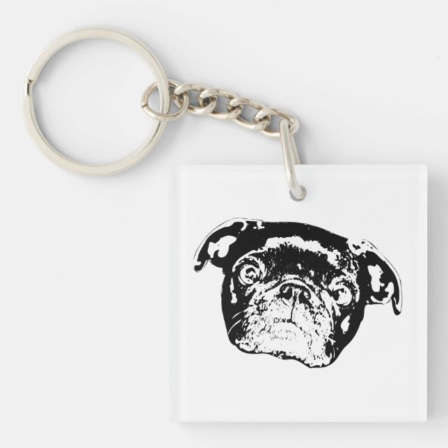 Holiday Pug Pocket Joy Key Ring (Front)