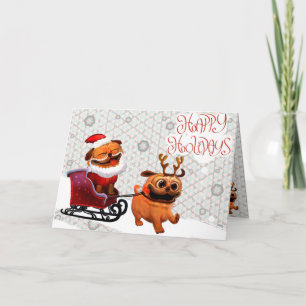 Holiday PuGreeting Card