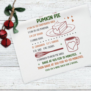 Holiday Pumpkin Pie Recipe Christmas Tea Towel