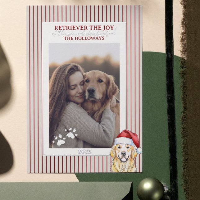 Holiday Pun Watercolor Golden Retriever Foil Card (Send Paw-liday Greetings with this Holiday Pun Watercolor Golden Retriever Foil Card! )
