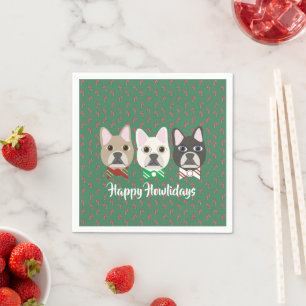 Holiday Pups Candy Cane Napkin