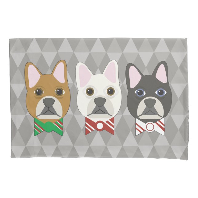 Holiday Pups Gray Diamond Pillowcase (Front)