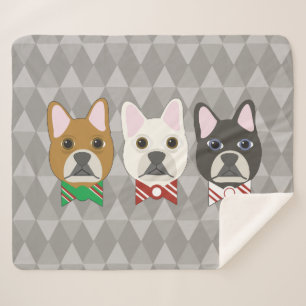 Holiday Pups Gray Diamond Sherpa Blanket