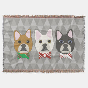 Holiday Pups Gray Diamond Throw Blanket
