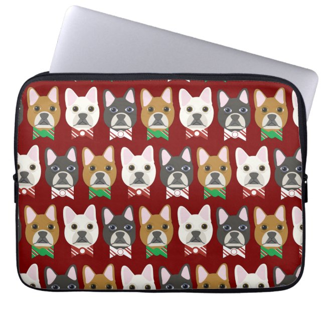 Holiday Pups Red Laptop Sleeve (Front)