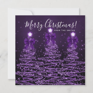 Holiday Purple Christmas Trees Greeting  Card