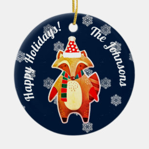 Holiday Raccoon Ceramic Tree Decoration