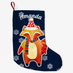 Holiday Raccoon Small Christmas Stocking
