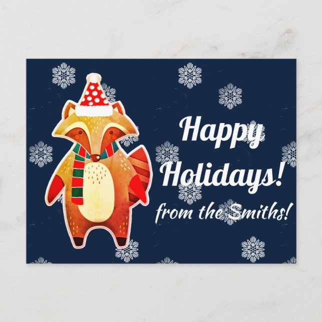 Holiday Racoon Postcard (Front)