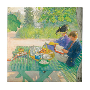 Holiday Reading by Carl Larsson Tile