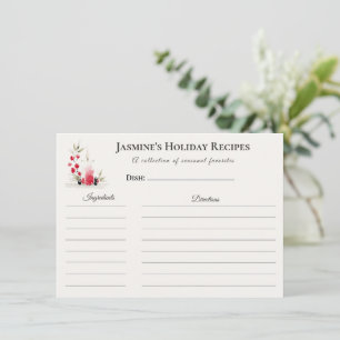 Holiday Recipe Card – Personalised Winter Floral D