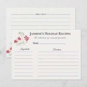 Holiday Recipe Card – Personalized Winter Floral D