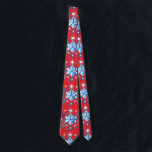Holiday red and blue snowflakes and stars tie<br><div class="desc">Holiday red and blue snowflakes and stars pattern. 
Need more? Check out other holiday designs at my store! Cheers! :)</div>