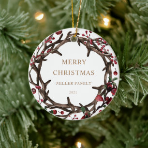 holiday red berries photo merry christmas ceramic tree decoration
