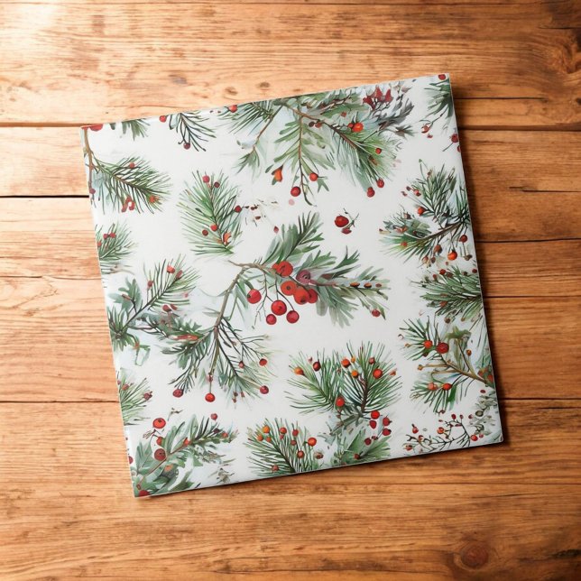 Holiday Red Berries & Pine Woodland Design Tile (Creator Uploaded)