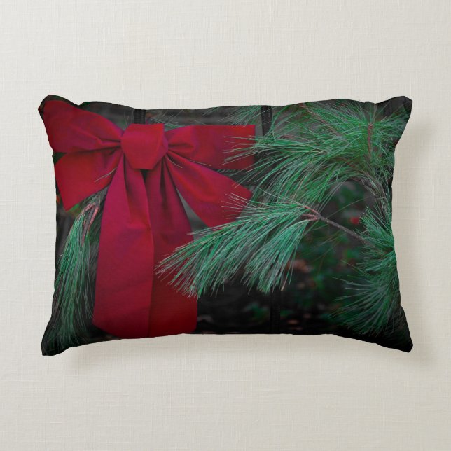 Holiday Red Bow Decorative Cushion (Front)