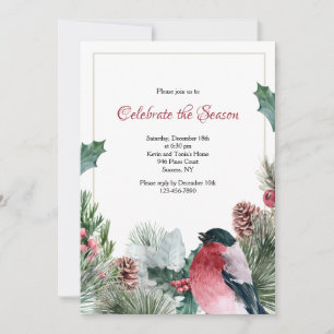 Holiday Red-breasted Bird Invitation