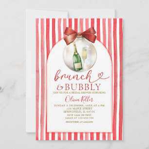 Holiday Red Brunch & Bubbly Bridal Shower Invitation