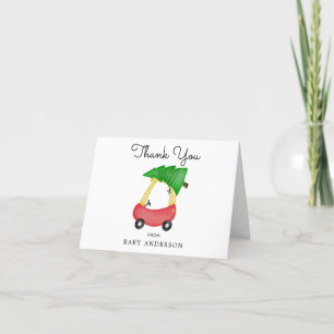 Holiday Red Car Baby Shower Thank You Card