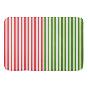 Holiday Red & Elf Green Candy Stripe Striped Bath Mat